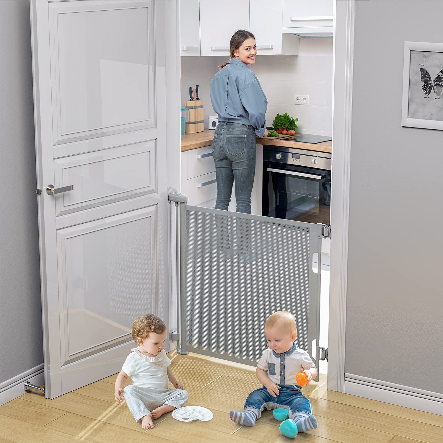 BabyBond Punch-Free Retractable Baby Gates for Stairs