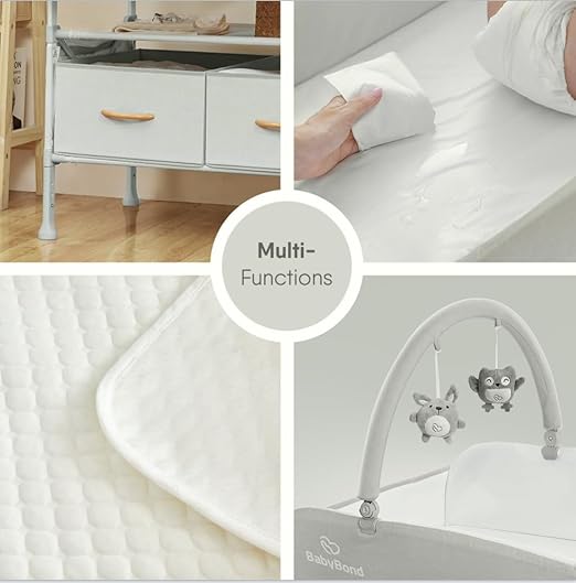 Portable Baby Changing Table with 2 Storage Baskets BabyBond Foldable