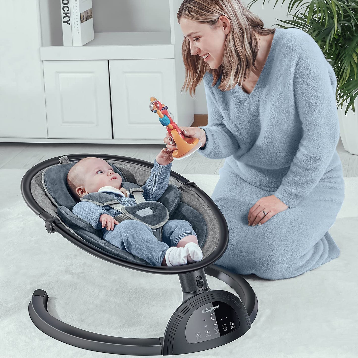 Baby Swings for Infants, Baby Swing, Bluetooth Infant Swing with Music Speaker, 5 Speeds and Remote Control, Indoor & Outdoor Use
