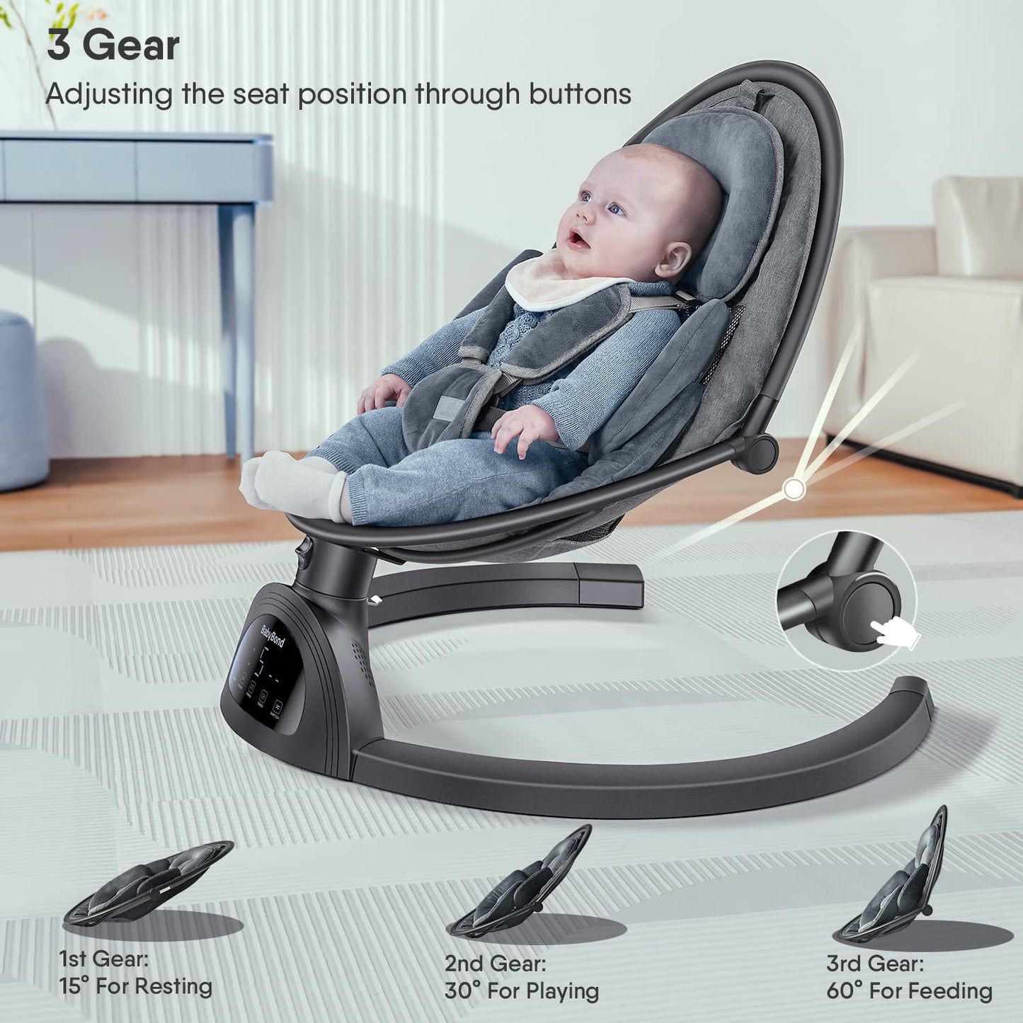 Baby Swings for Infants, Baby Swing, Bluetooth Infant Swing with Music Speaker, 5 Speeds and Remote Control, Indoor & Outdoor Use